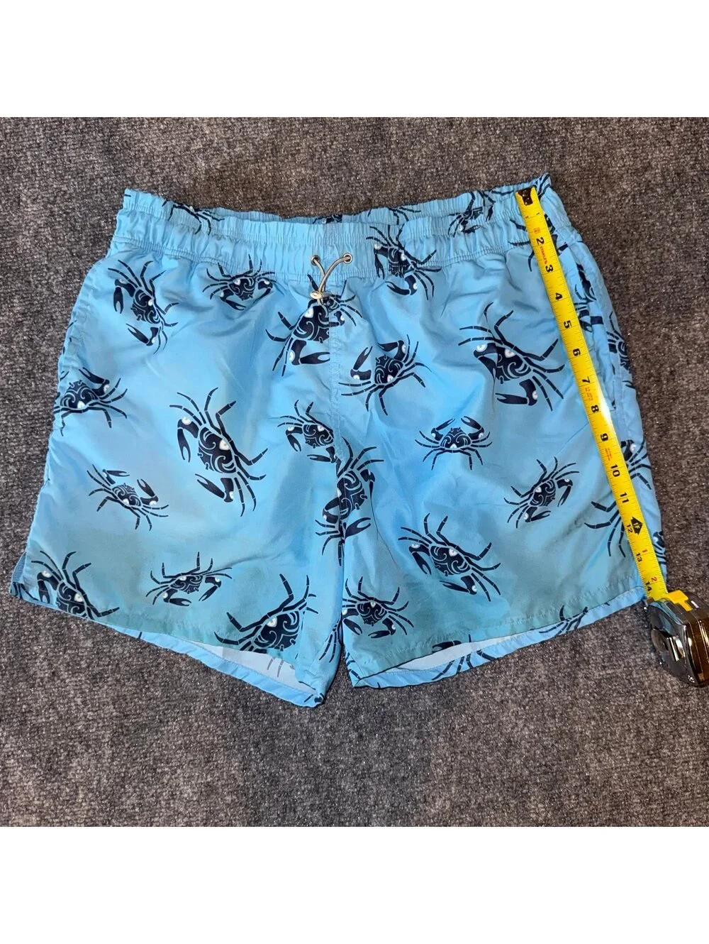 Zegna Sport Lined Blue Crab Print Swim Trunks Mens MD Vtg y2k 90s Rare